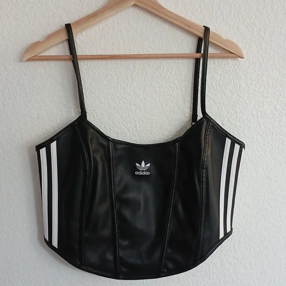 Adidas Black Faux Leather Crop Top - Picture 4 of 6